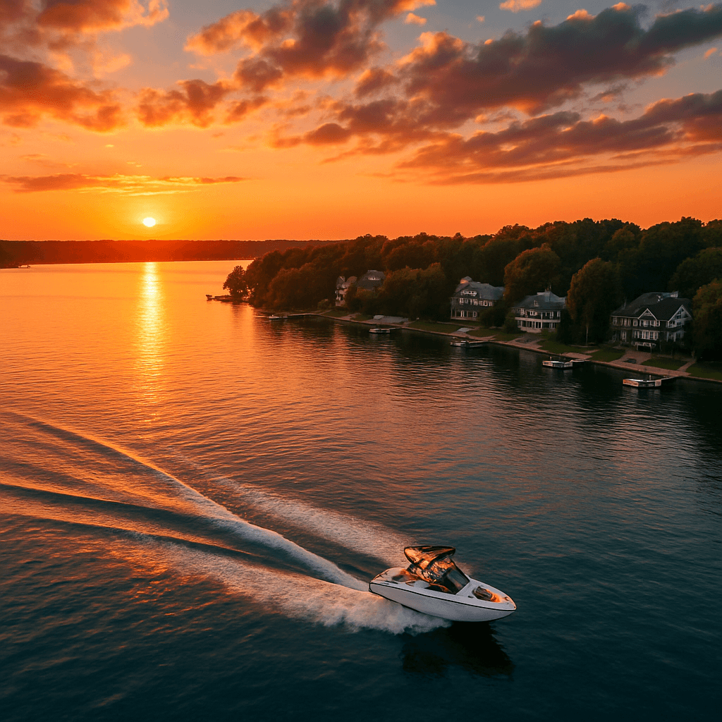 Sunset boating on Lake Norman, North Carolina
